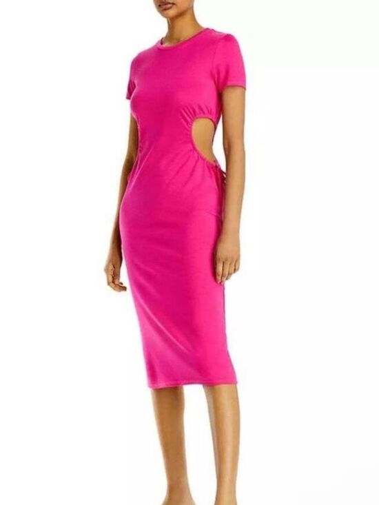 FORE Dresses & Skirts - FORE Hot Pink Cut Out Midi Dress